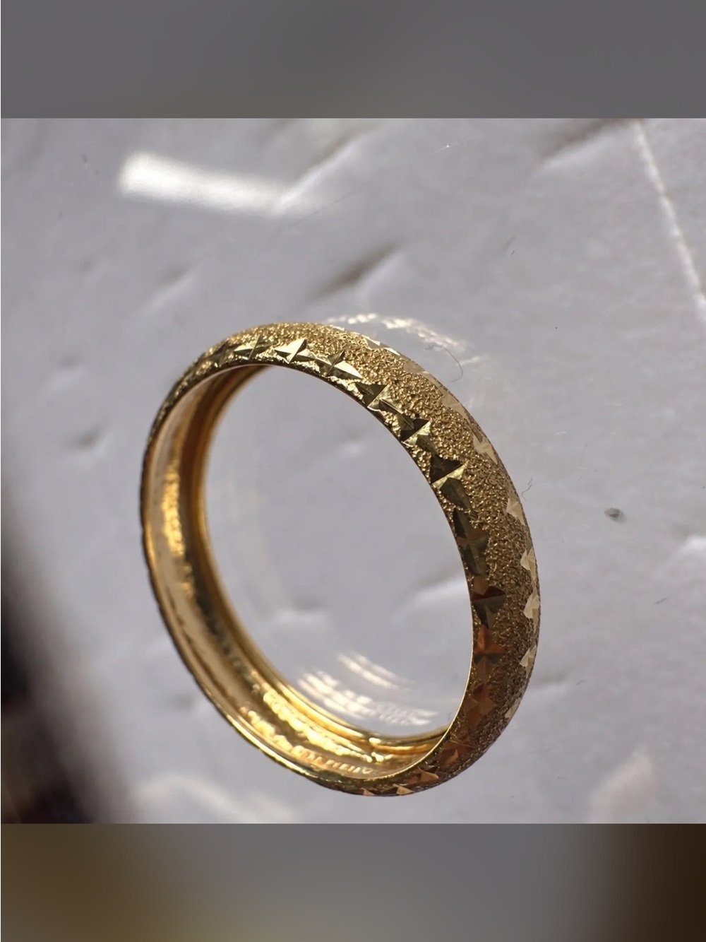 10K Yellow Gold Textured Diamond Cut Band Ring Made in Peru